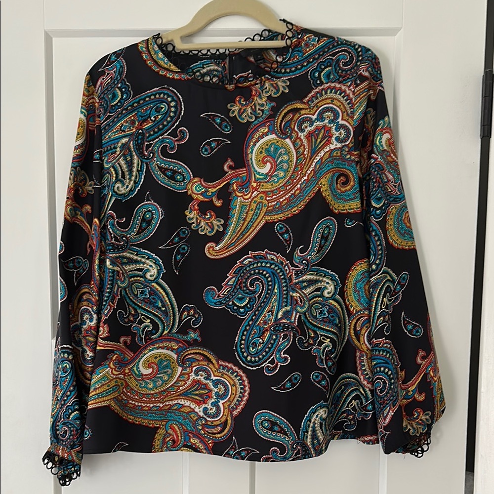 J. Crew 100% Silk Paisley Print Women's Top - Multicolor